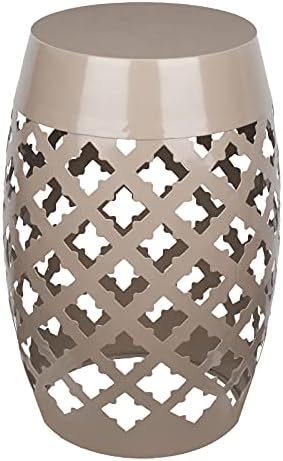 Vipush Outdoor Lace Cut Iron Side Table,Patio Garden Stool Coffee End Table Nightstand for Small Spaces,Living Room,Front Porch,Poolside,Brown