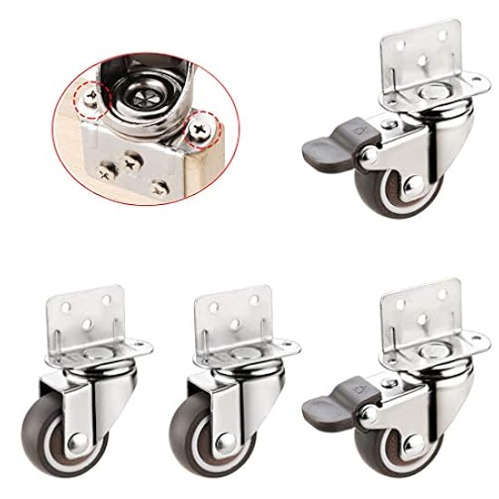 Set 4 Rotelle Per Mobili In Gomma | Con Freni E Perno, Silenziose - Per Sedie, Carrelli E Supporti