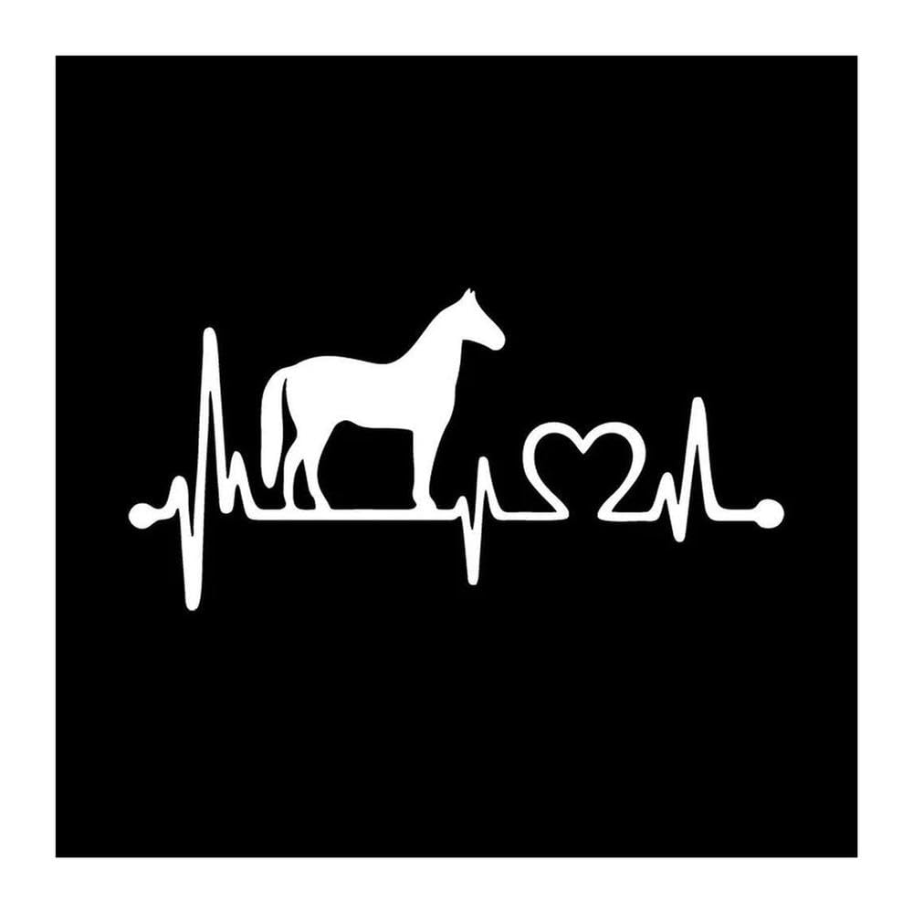 Horse Heartbeat Vinyl Decal Car Sticker Waterproof Auto Decors On Body Bumper Rear Window Laptop(White,22x10cm)