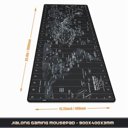 JIALONG Tapis de Souris XL Gamer Geant Mouse Pad Tapis de Bureau Confortable avec Un Nouvelle Version 900x400mm - Tapis de Souris Carte du Monde Noir – vue 2