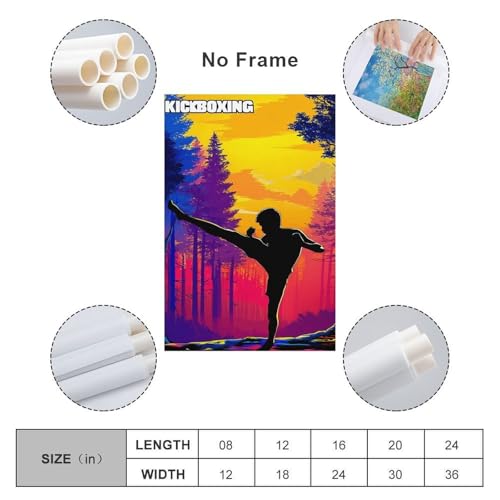 Tableau Sunset Kickboxing Silhouette Art Décoration Murale Maison - 2