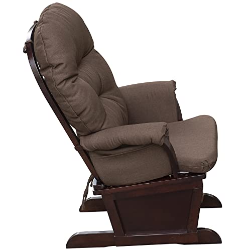 Homcom Nursery Glider Rocking Chair With Ottoman, Thick Padded Cushion Seating And Wood Base, Brown #TOP6