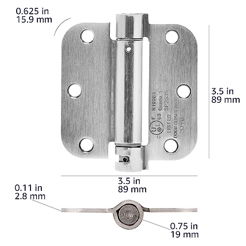 Amazon Basics Self-Closing Door Hinge, 3.5 Inch x 3.5 Inch, 5/8-Inch Radius, Satin Nickel, 1-Piece, Hardware Included view 4
