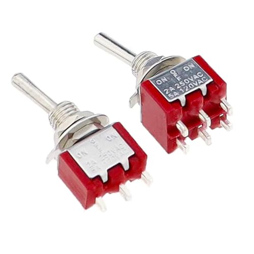 Interruptor de palanca 120VAC unipolar doble tiro ON-OFF-ON MTS-202 mini de 5 unidades