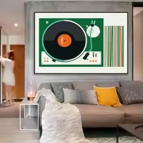 Affiche tourne-disque vintage 40x60 cm poster musique rétro pour salon