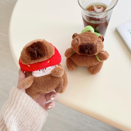 YAKVOOK Plush Case Compatible with AirPods 3, Creative Cute 3D Cartoon Fur Capybara Strawberry Design Funny Cover for AirPods 3rd Generation with Keychain Protective Case for AirPods 3 by Yatchen - Image 6