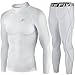 Skin Tight Compression Base Layer Long Sleeve Under Shirt & Pants White SET