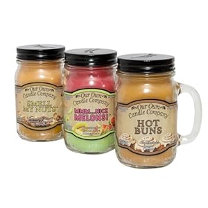 Our Own Candle Company Smell My Nuts, Nice Melons, and Hot Buns – Sassy Pack Scented Mason Jar Candles, 13 oz (3 Pack)