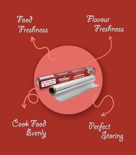 Image of Freshee 50gm Aluminium Silver Kitchen Foil Roll Paper| 11 Micron Thick| Food wrap|Disposable| Food Parcel| Hookah| Fresh Food| Food Grade
