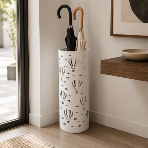 BRANDANI Dekoracyjny metalowy stojak na parasole balony na gorące powietrze biały 21 x wys. 55 cm