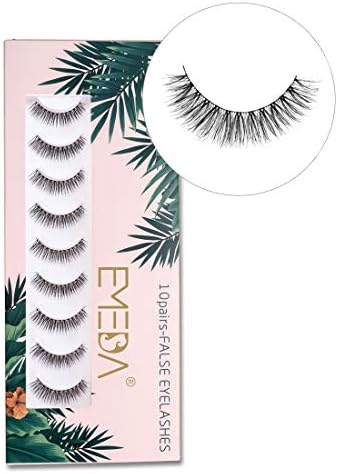 10 pairs Natural False eyelashes 3D Fake Lashes 100% Handmade Short Soft Reusable Eye Lash Transparent Strip Lashes Natural looking eyelash by EMEDA (Natural False Lashes 05)