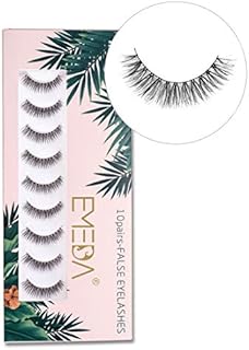 10 pairs False Eyelashes Natural Look Eyelashes Soft Fake Lashes 100% Handmade Lashes Reusable Eye Lash Transparent Band 1 Pack by EMEDA 002 Style