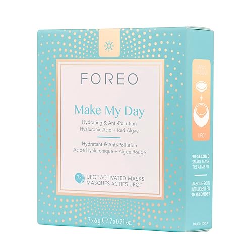 FOREO, Máscara UFO Make My Day, Mácara Ativa Diurna, com Ácido Hialurônico, Extrato de Algas Vermelh