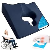 FoKon Gel Wheelchair Seat Cushion,Bed Sore Cushions for Butt,Gel Cushion for Pressure Relief,Donut Pillow for Tailbone Pain Relief,Sciatica,Coccyx,hemorrhoid Pillow,Cushion for Office Chair(Blue)