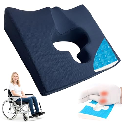 FoKon Gel Wheelchair Seat Cushion,Bed Sore Cushions for Butt,Gel Cushion for Pressure Relief,Donut Pillow for Tailbone Pain Relief,Sciatica,Coccyx,hemorrhoid Pillow,Cushion for Office Chair(Blue)