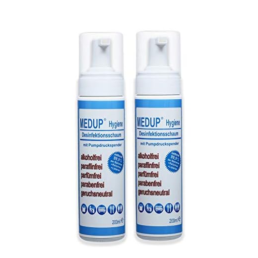 MEDUP Hygiene 2 x 200ml Desinfektionsschaum alkoholfrei paraffinfrei parfümfrei parabenfrei geruchsneutral