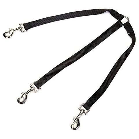 Guardian Gear 12" Nylon 3-Way Medium Dog Coupler with Nickel-Plated Swivel Clip, Black Cover