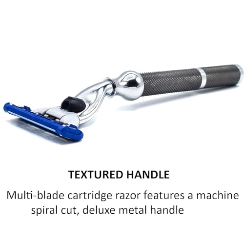 Parker 42M All-Metal Razor in Graphite Gray &ndash; Mach 3 Blade Compatible &ndash; Accepts All Gillette&reg; Mach 3 Cartridge Refills &ndash; Deluxe Brass-Frame, Textured Grip Handle for Triple Blade Shaving