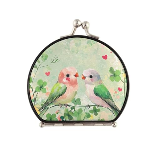 Yoogain Double-Sided Mirror with Magnification 2X Magnifying Mirror for Travel Clover Flowers Love Bird