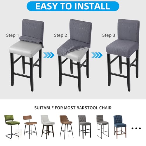 Image of YISUN Waterproof Bar Stool Covers, Stretch Pub Stool Chair Cover Removable Washable Counter Stool Covers Bar Stool Slipcovers for Kitchen, Pub, Dining Room (4 Pack, T-Dark Grey)
