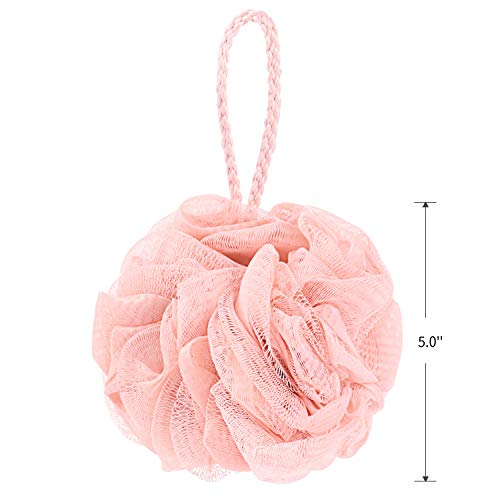 Yizhimao 6 Pack Bath Shower Loofahs Sponge 4 Adhesive Hooks Mesh Pouf Boddy Scrubber Shower Ball for Body Wash, Various colors - Thumbnail 2