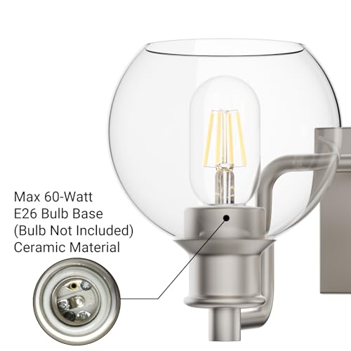 Tipace Bathroom Vanity Light,2 Light Brushed Nickel Vanity Lights with Clear Glass Shade,Modern Wall Sconces,Bathroom Lighting Fixtures Over Mirror for Living Room(Exclude Bulb) by Tipace - Used condition - Image 4