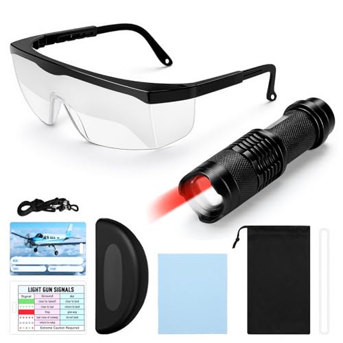 Saysurey Aviation Flight Training Glasses with Red Light Flashlight Adjustable View Limiting Goggles Device with Box and Tag IFR Glasses Training Aviation for Pilot