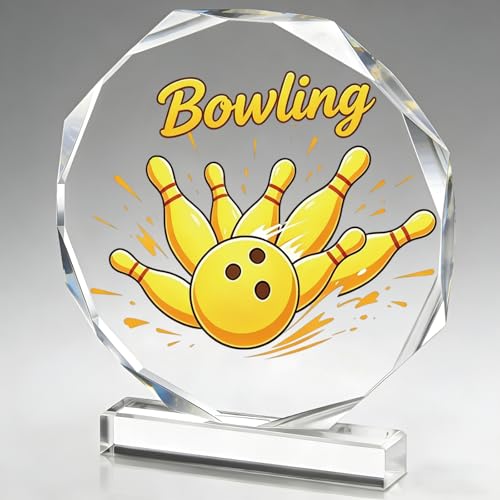DOUOAUO Bowling Trophy Acrylic Championship Trophy Award 4.72x5.27 Inch Perfect for Competitions Bowling Championships Tournaments Parties Clubs or Celebration Souvenirs