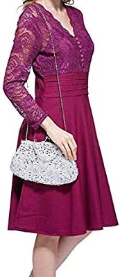 EROUGE Beaded Sequin Design Flower Evening Purse Large Clutch Bag - Image 5