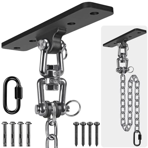 Dolibest Hanging Kits Hammock Chair Hardware, Heavy Duty Swing Hanger with Chain for Indoor Outdoor Playground Hanging Hammock Chair Punching Bags, 4 Screws, 600 LB Capacity, 3.28ft, 360° Rotation by Dolibest - Used condition - US$16.40