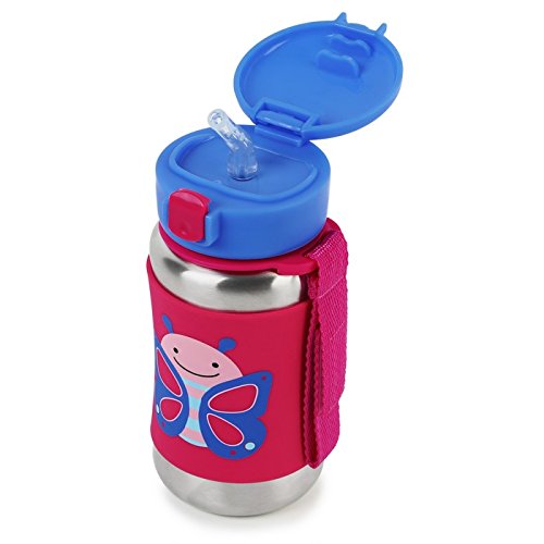 Skip Hop Toddler Sippy Cup With Straw, Zoo Stainless Steel Straw Bottle, Butterfly #TOP1