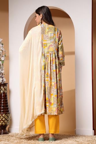 Image of ZELENA Maternity Zipless Feeding Kurta Set for Women | 100% Viscose Rayon Pre & Post Pregnancy Paisley Printed Kurta Set | Nursing Kurta Set for Easy Breastfeeding with Dupatta & Pockets