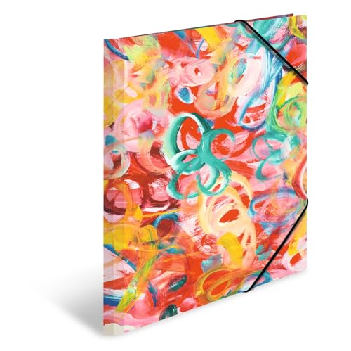 HERMA Sammelmappe A3 Malerei, Kinder Eckspanner-Mappe aus Pappe mit Kunst Motiv, Gummizug, Innenklappen und Innendruck für Jungen und Mädchen