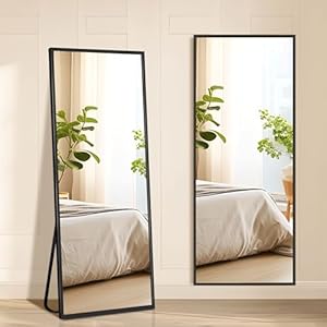 Full Length Mirror, 56″x18″ Full Body Mirror Wall-Mounted or Freestanding for Bedroom, Living Room, or Cloakroom, Shatterproof, Easy Assembly