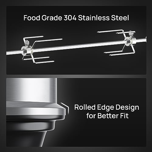 TURBRO Stainless Steel Rotisserie Ring Kit for 22-Inch Charcoal Kettle Grill - Includes 4W Electric Motor, 5/16\" Square Spit Rod, Meat Forks, Counterweight - Ideal for Outdoor BBQ and Gatherings - Thumbnail 3