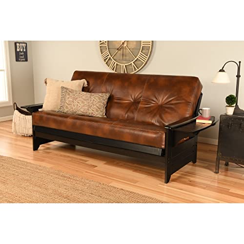 Somette Phoenix Black Futon Set With Mattress Suede Gray Solid Traditional, Rustic 8 In #TOP4