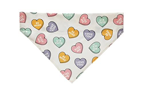 Pearhead Candy Hearts Pet Bandana, Valentine’s Day Slide-On Bandana, Conversation Hearts Dog Apparel, Pet Accessory, Medium/Large, M/L