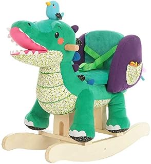 labebe Child Rocking Horse Toy, Stuffed Animal Rocker, Green Crocodile Plush Rocker Toy