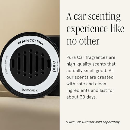 Image of Pura and Homesick - Car Scent Refill for Pura Car Diffusers - Premium Fragrance for Smart Diffuser - Long Lasting, up to 30 Days of Scent - Beach Cottage