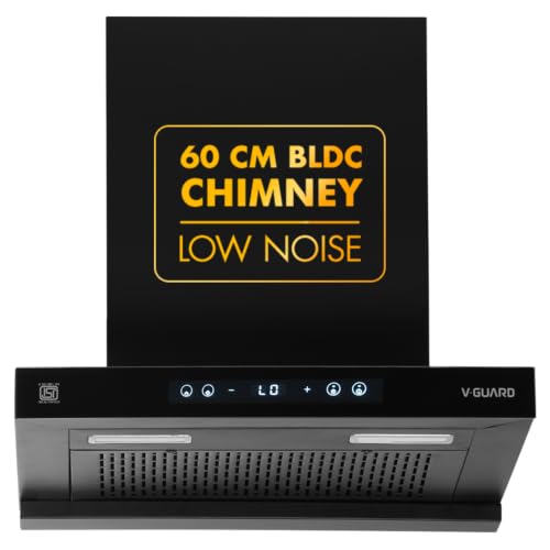 Image of V-Guard BLDC Chimney for Kitchen 60 cm | 1500 m /h Suction | Low Noise Operation | Free Installation Kit | Heat Auto Clean | Gesture Control with Touch Panel | V-Guard BT 60