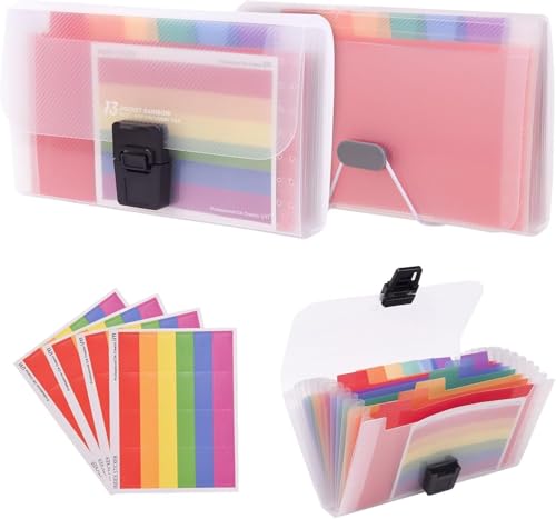 2 Pack Flash Kartenhalter Regenbogen 13 Taschen A6 Akkordon Datei Organisator für Karten, Gutscheine, Quittung, Steuerartikel, Mini-Ticket erweiternde Ordner, erweiterbarer tragbarer Ordner