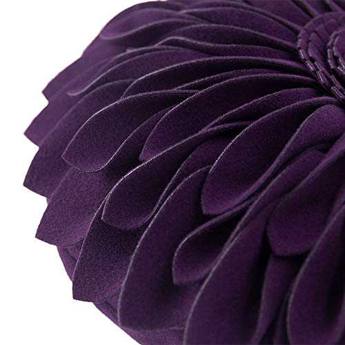 Jwh Dark Purple Flower Pillow Covers Decorative Velvet Throw Pillow 3D Sunflower Accent Pillow Cases Aesthetic Pillowcase Round Cushion For Couch Bed Living Room Farmhouse Decor Euro Shams 14 Inch #TOP3