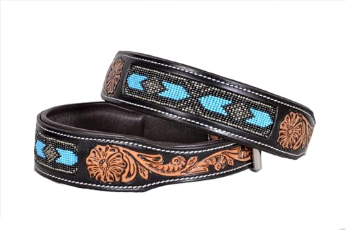 Collier pour chien en cuir style occidental perlé robuste 10IS015-S