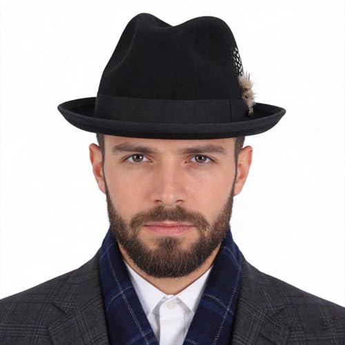Image of FORBUSITE Wool Felt Wide Brim Fedora Hats for Women Men
