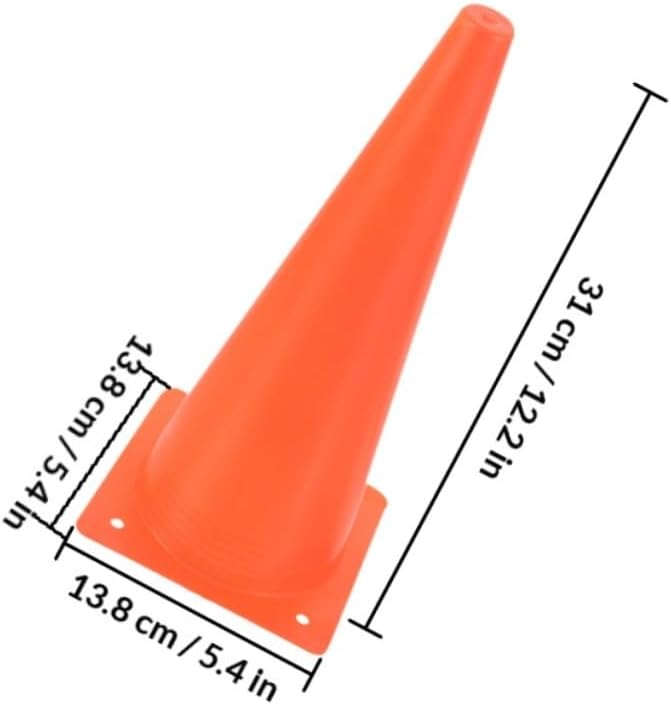6pcs Soccer Training Cones 32cm Plastic Sports Cones Orange Red Agility Hurdles for Football Basketball Field Markers Soccer Practice Equipment