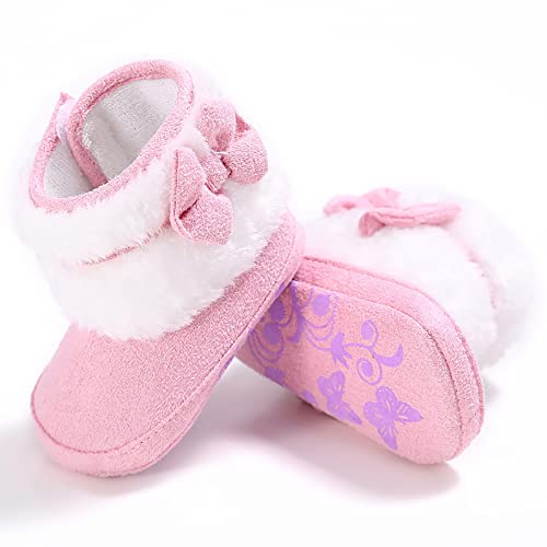 Leather Waterproof Boots Winter Warm Shoes Lightweight Walking Sneakers Girls Snow Boots Winter Shoes Fuzzy Boots Pink #TOP4