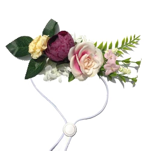 Lopsity Adjustable Dog Flower Headband Pet Flower Crown Headwear for Wedding Dog Photography Props Festival Artificial Floral Garland (Style-A)