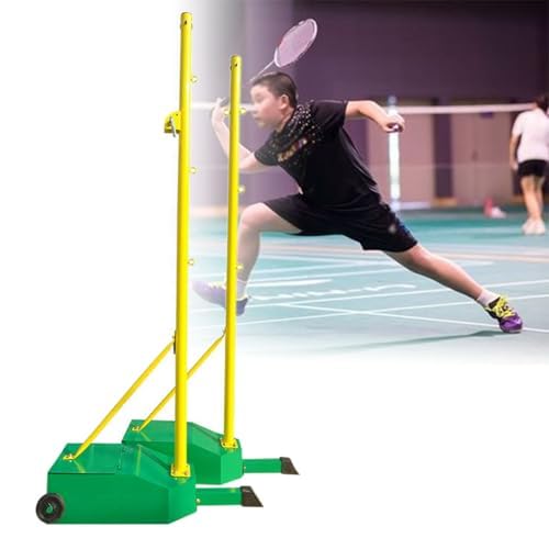 Filet de badminton portable et réglable avec roulettes pour entraînement