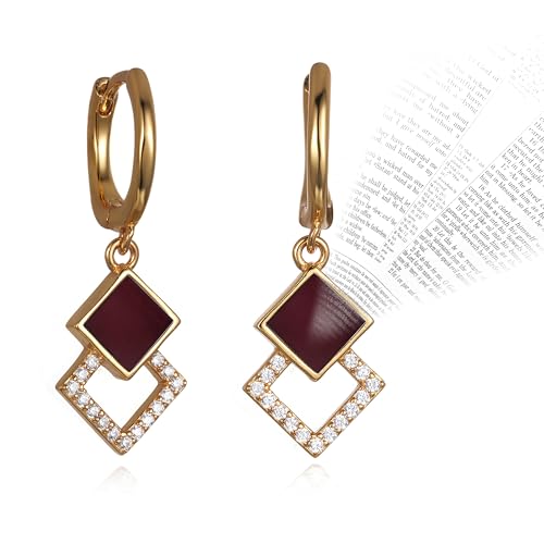 Bible Verse Earrings for Women, Diamond Shaped Christian Jewelry with Nano Bible Chip, 18K Gold Plated Religious Stud Earrings, Mother's Day Present for Mom, Inspirational Bible Jewelry