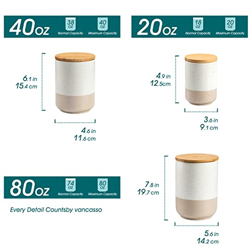 Vancasso Sabine Canister Sets For Kitchen, Ceramic Kitchen Canisters For Countertop With Airtight Wood Lids, Large Flour And Suger Containers For Coffee, Tea, Spice (Set Of 3) #TOP1